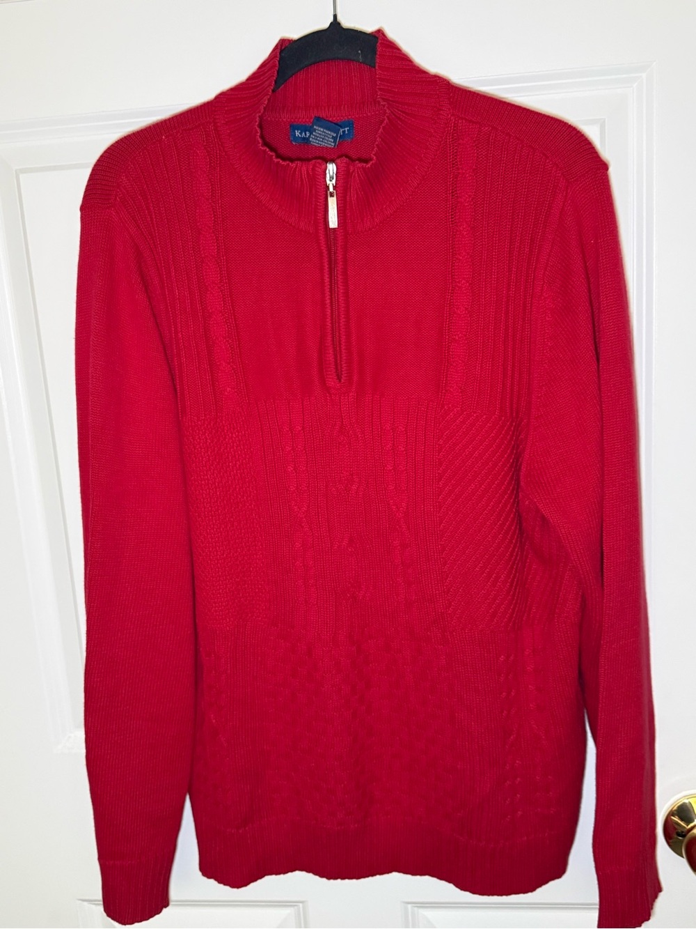 Karen Scott Red Half-Zip Cable Knit Sweater